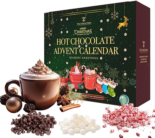 Advent Calendar 2023 | 24 Day Hot Chocolate Gift Set with Mini Marshmallow - Christmas Variety