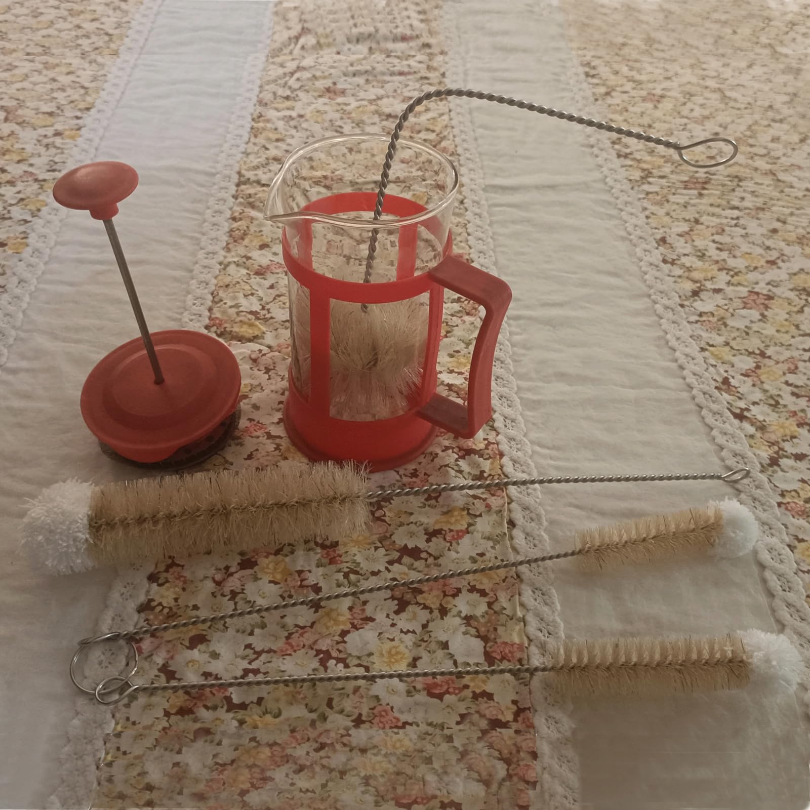 Set di pennelli per la pulizia della bottiglia di soda in acciaio inox, con manico lungo, flessibile e pieghevole, per bottiglie di acqua e biberon, tubo di cannuccia (4)