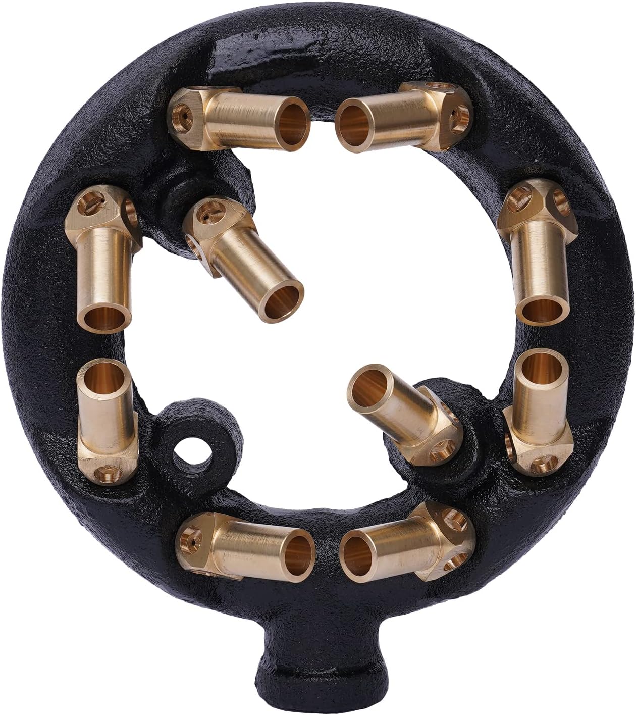 TFCFL 10 Tips Jet Burner, 3/8 Pipe Round Shape Nozzle Jet Natural Gas Up to 80,000 BTU/HR Cast Iron Body with Brass Tips for Chinese Wok Range Grilling Stir Fry