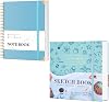 FLYING EAGLE Blue Spiral Notebook College Ruled 8.5 X 11 with Tab Stickers & Watercolor Sketch Book for Kids 120LB200GSM 10X 10 Square Cute Sketchbook for Drawing