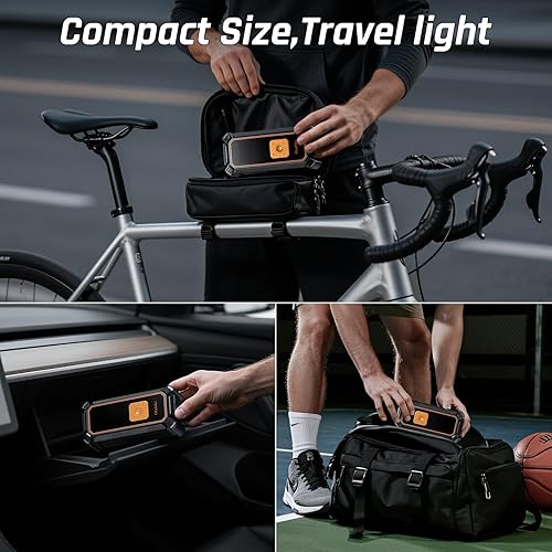 Miniatura 11 de OlarHike Inflador de neumáticos inalámbrico, compresor de aire portátil, 150 PSI de doble potencia, bomba de aire automática de 5400 mAh para