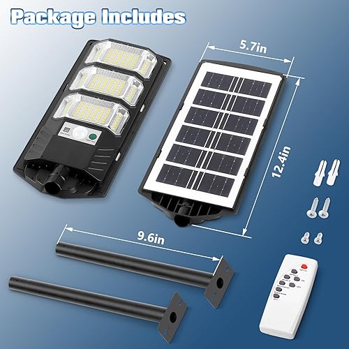 Miniatura 5 de Farolas solares para exteriores, paquete de 2, 6500 K, luces de inundación solares LED del atardecer al amanecer con sensor de movimiento y control