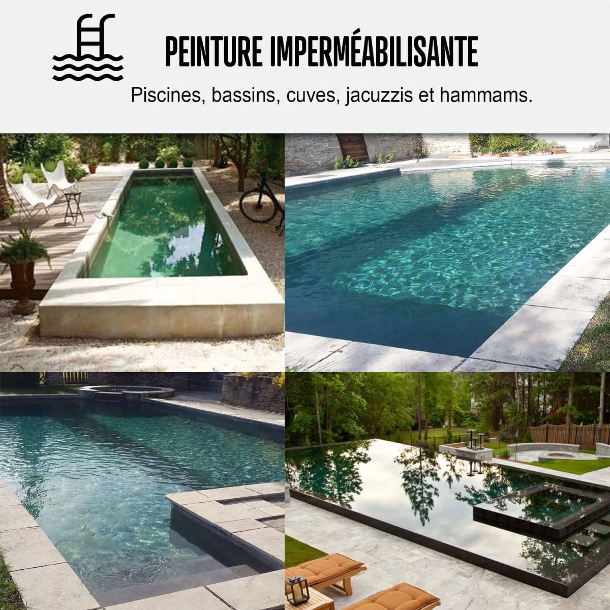 ARCANE INDUSTRIES Peinture piscine béton - Peinture hydrofuge pour bassin en ciment ou béton | Haute résistance sel & immersion | ARCAPISCINE pour piscines - 2.5 L Bleu