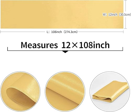 Miniatura 3 de Pufogu Paquete de 20 caminos de mesa de satén esmeralda de 12 x 108 pulgadas de largo, tela de seda brillante y lisa para decoración de bodas,