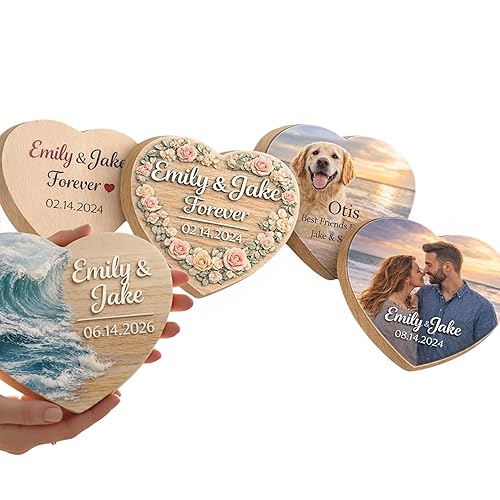 Custom Photo Wooden Heart Plaque – Personalized Full Color UV