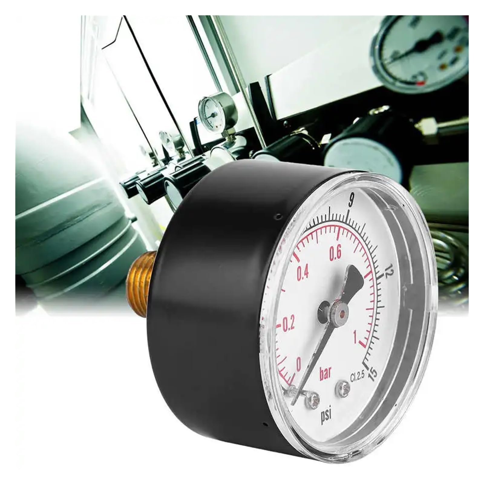 Manómetro de presión， Manómetro Digital de 50 mm con conexión Trasera de 1/4" for Agua, petróleo y Gas, rangos múltiples(0-15psi 0-1bar)