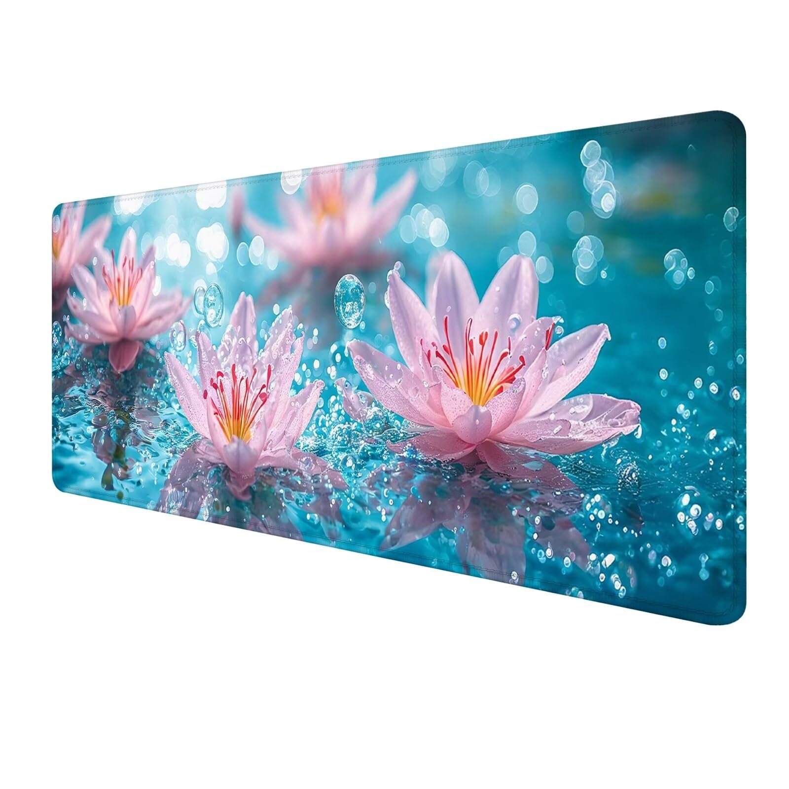 Blu Tappetino Mouse Gaming, Tappetino Mouse XXL 1200 x 500 mm, Tappetino Mouse Fiore, Mouse Pad con Base Antiscivolo, Bordi Cuciti Tappetino per Mouse, Tappetino Mouse Gaming di Alta Precisione S-694