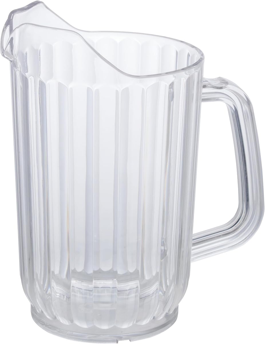 Jarra de agua de plástico transparente Winco de 32 oz | Apto para lavavajillas, Sin BPA, Servicio de restaurante, Ideal para agua, té helado, limonada y jugo