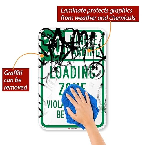 Miniatura 7 de SmartSign Letrero "30 Minute Parking - Loading Zone, Violators Towed"  Aluminio reflectante de grado de ingeniero 3M de 12 x 18 pulgadas