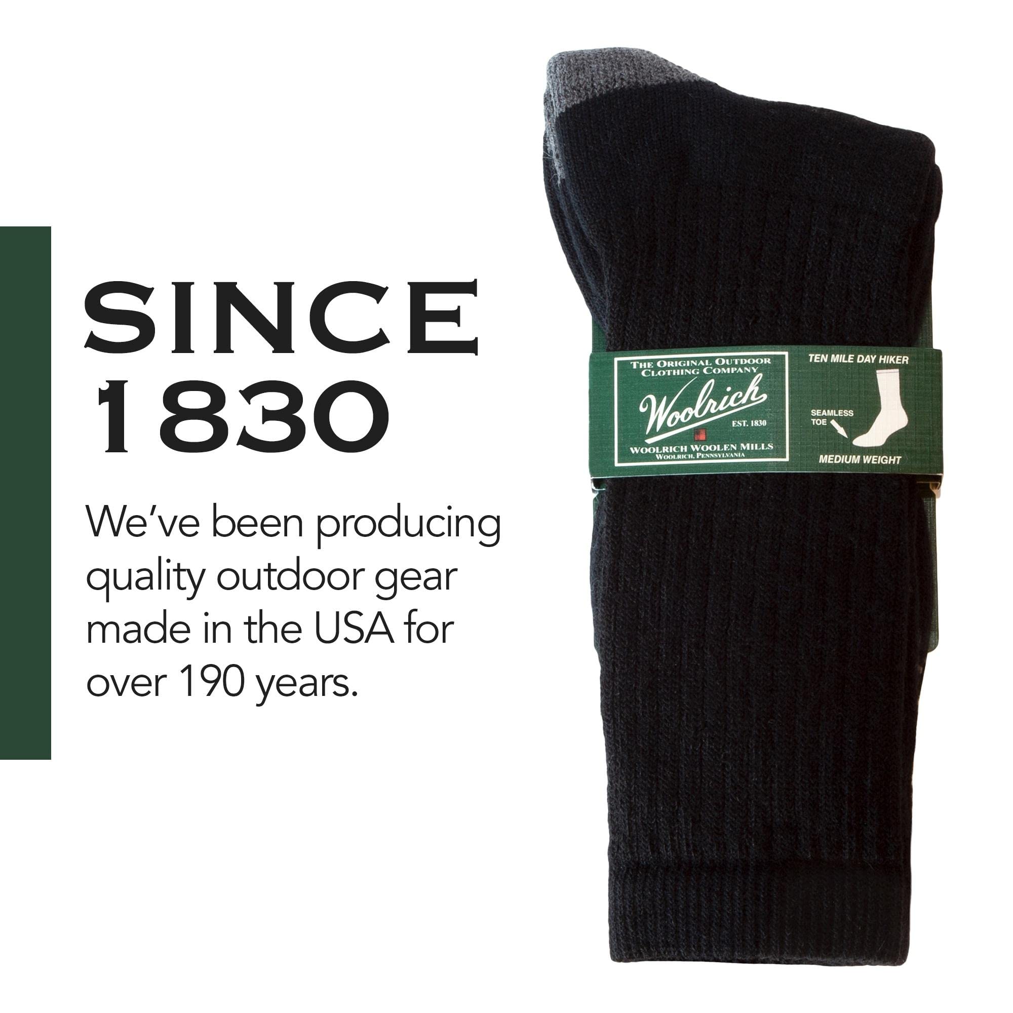 Woolrich Calzini in lana merino da uomo, realizzati negli Stati Uniti, calzini da trekking, realizzati al 78% in lana di agnello merino con arco imbottito, 2 paia