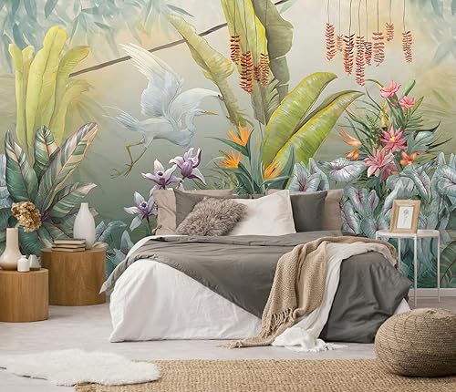 Miniatura 13 de Mural de pared de bosque nebuloso, papel tapiz de paisaje natural abstracto, patrones de decoración de pared de fondo (no autoadhesivo)