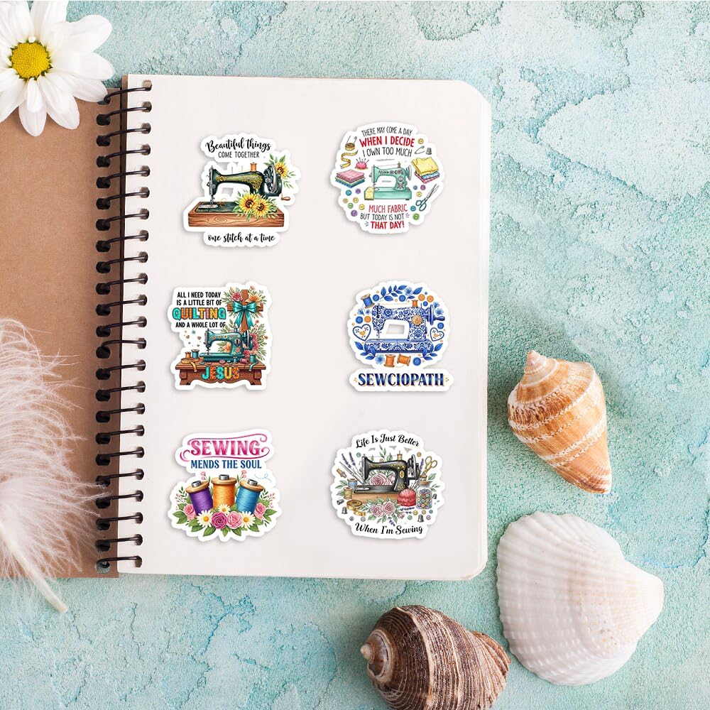 30PCS Sewing Stickers Pack – Quilting & Crafting Decals for Laptop, Sewing Kit