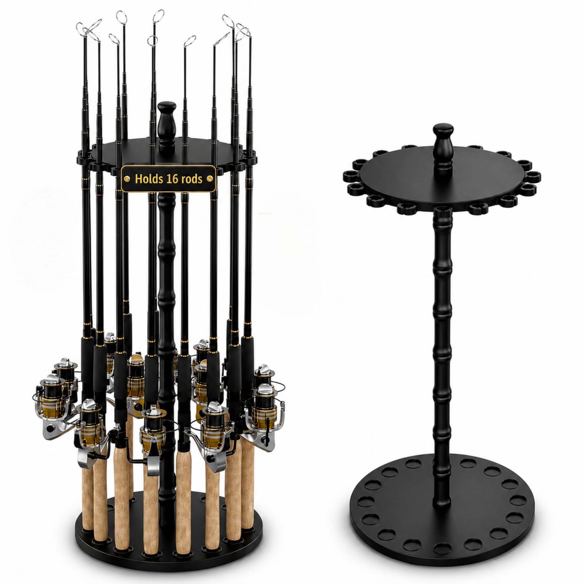 Rush Creek Creations Fishing Rod Holder for 16 Rods, Tackle Box