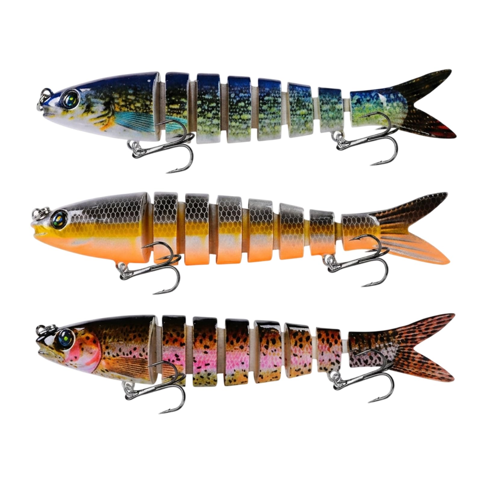 3-Pack Sea Bass Lures, Fishing Lures for Freshwater and Saltwater, Lifelike Swimbait, Versatile Swimbait and Saltwater Fishing Bait, Universal Sea Fishing Lures Set