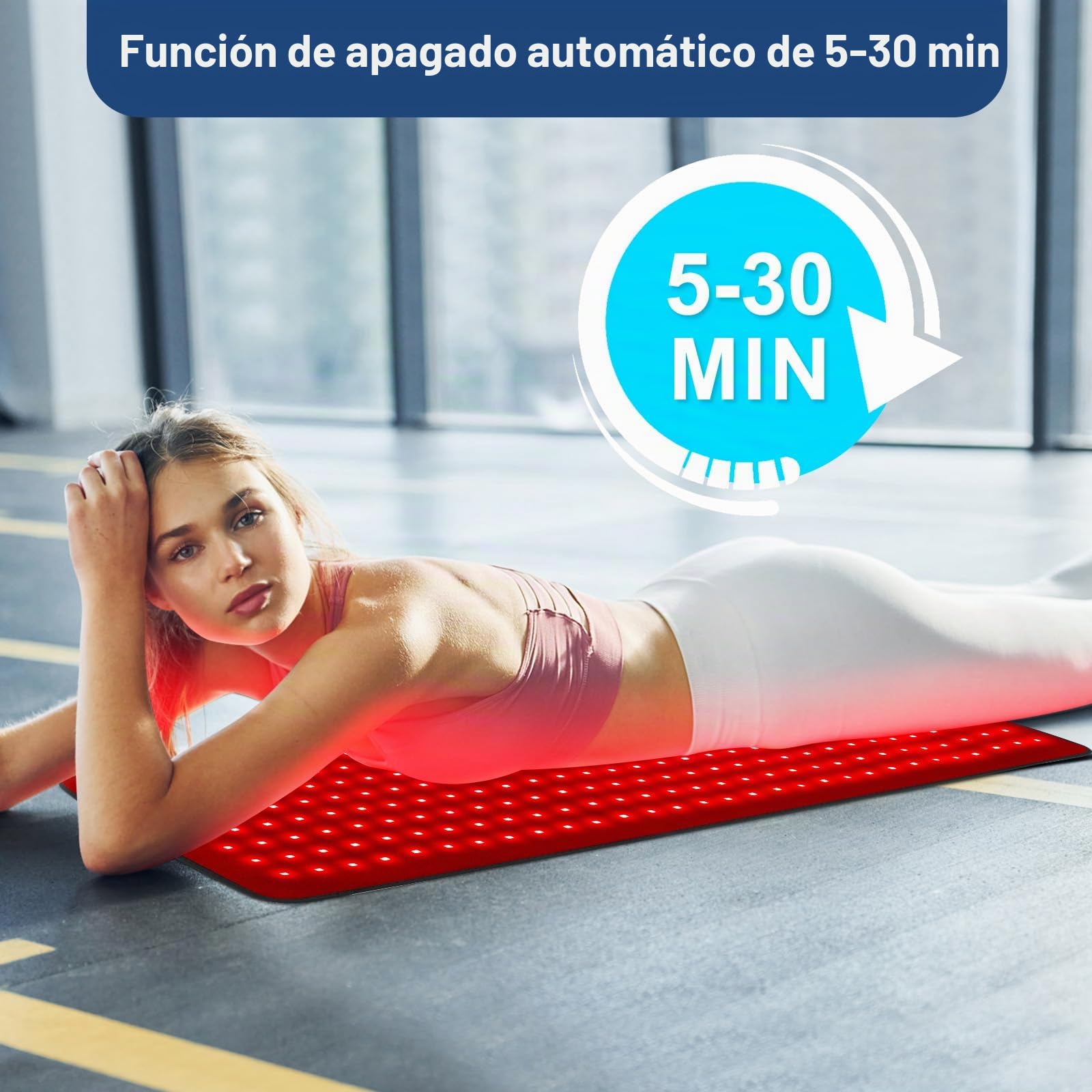Almohadilla de terapia de luz roja 31.5x11.8 pulgadas, tapete grande 660 nm y 850 nm, dispositivo envolvente para hombros, cintura y todo el cuerpo