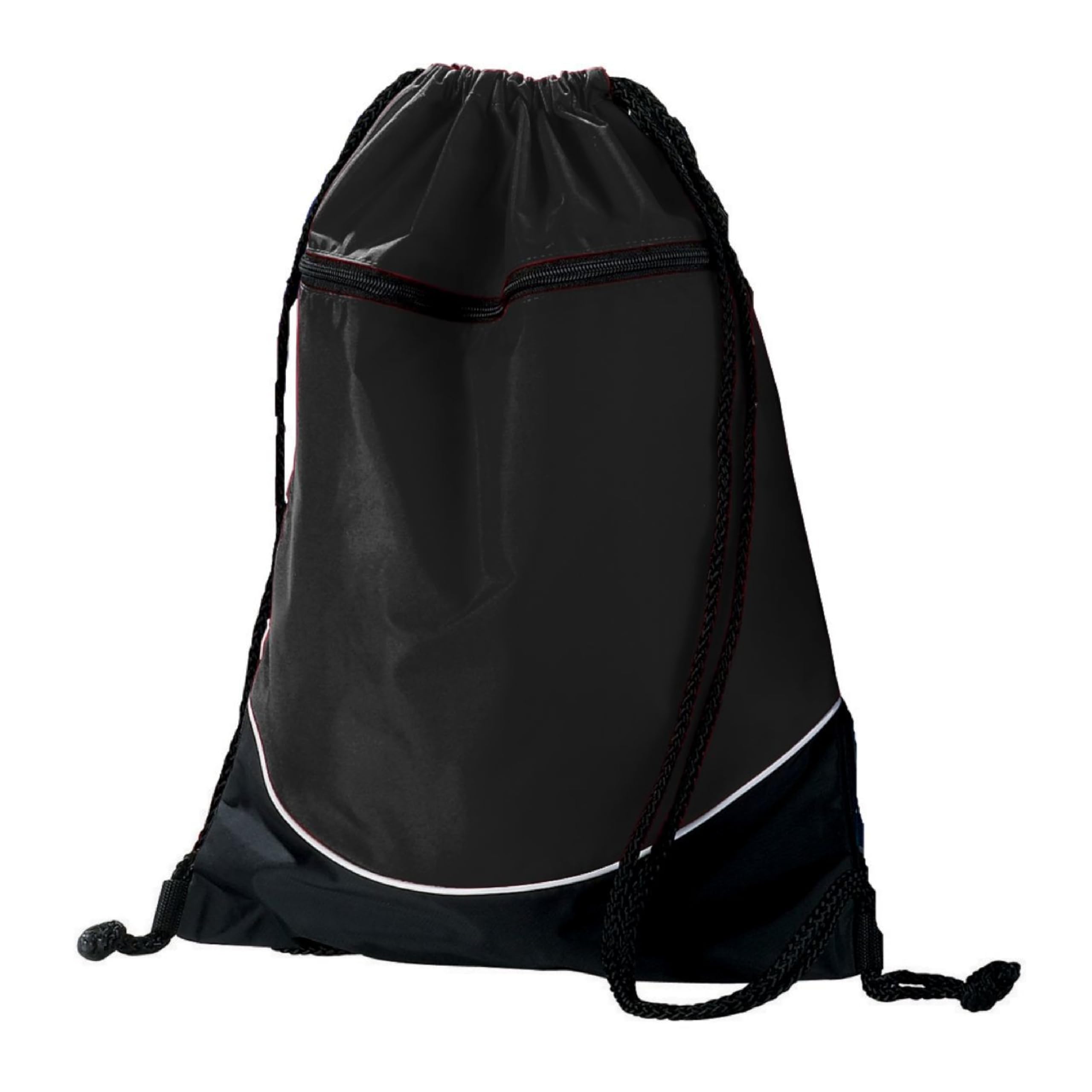Augusta Sportswear Tri-Color Drawstring Backpack, Black/Black/White, OS