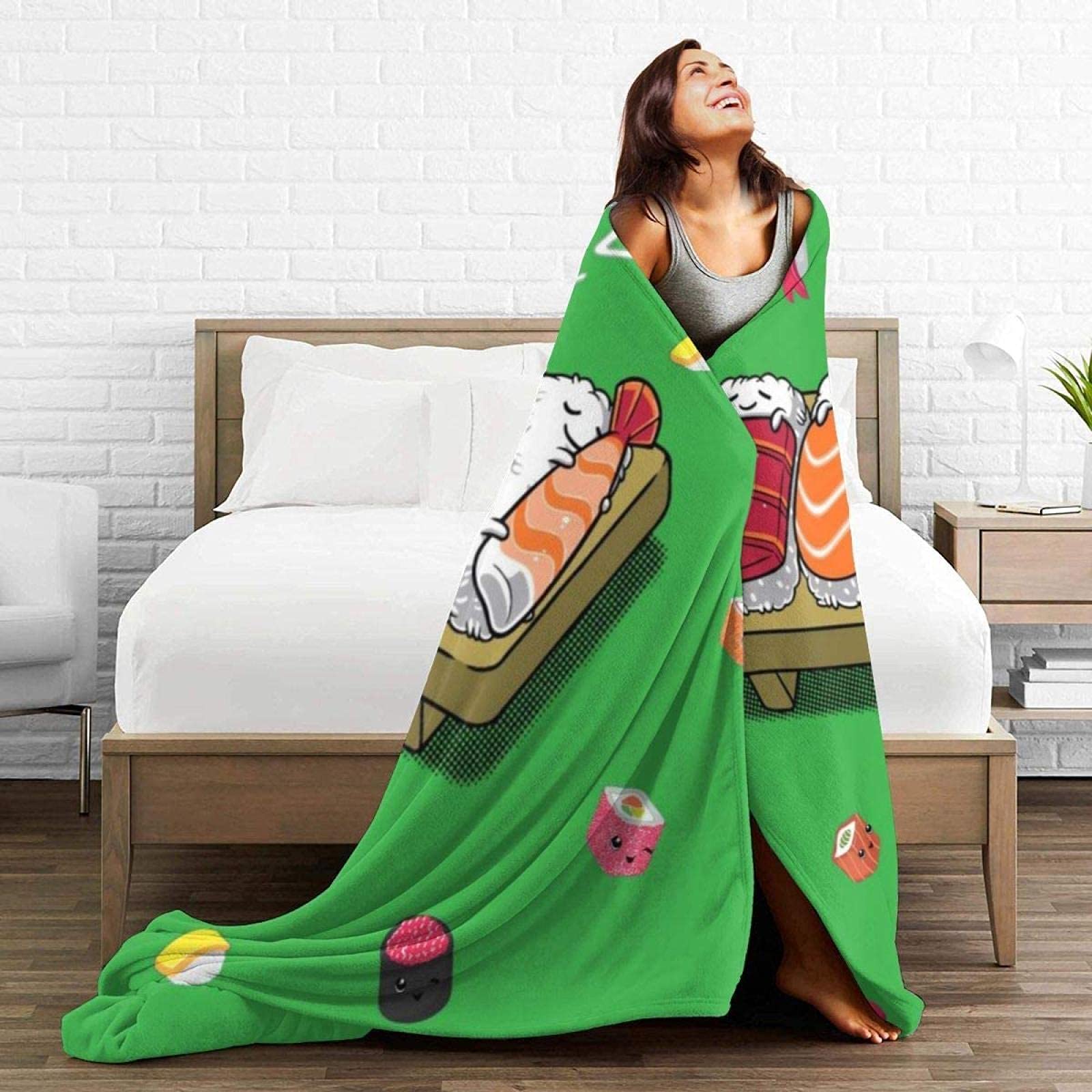 Dreamer Coperta Gigante A Forma Di Sushi – Plaid In Pile Di Flanella Morbidissimo, 152x140 Cm, Per Divano E Letto