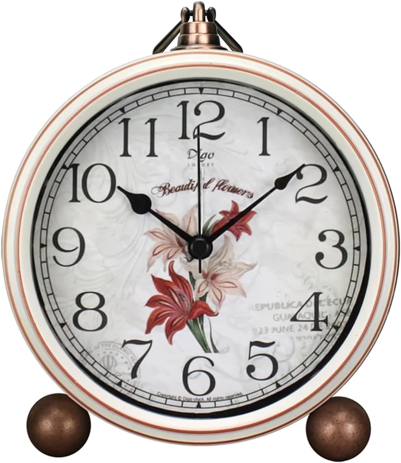 BVI BOOMERVIVI Classic Vintage Clocks - Elegant and Decorative Analog Clock,Silent Non-Ticking Clock with Distressed Metal Frame for Office, Living Room or Bedroom (White)