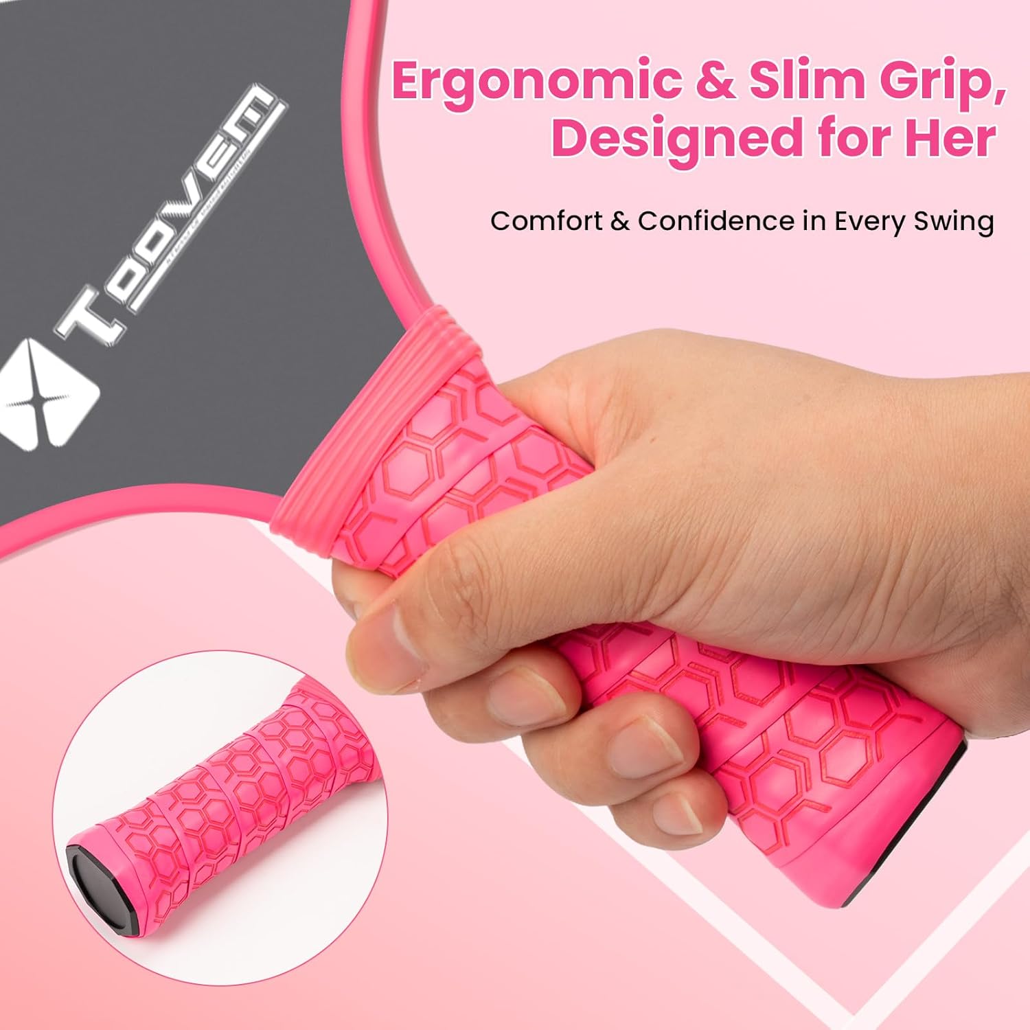 Toovem Carbon Fiber Pickleball Paddles – Lightweight 2 Sets T300 / 1 Set T700 Pickleball Paddle Carbon Fiber Racket, Pickle Ball Paddles Gifts with Bag & 4 Balls, for Beginner to Advanced Players - Image 4