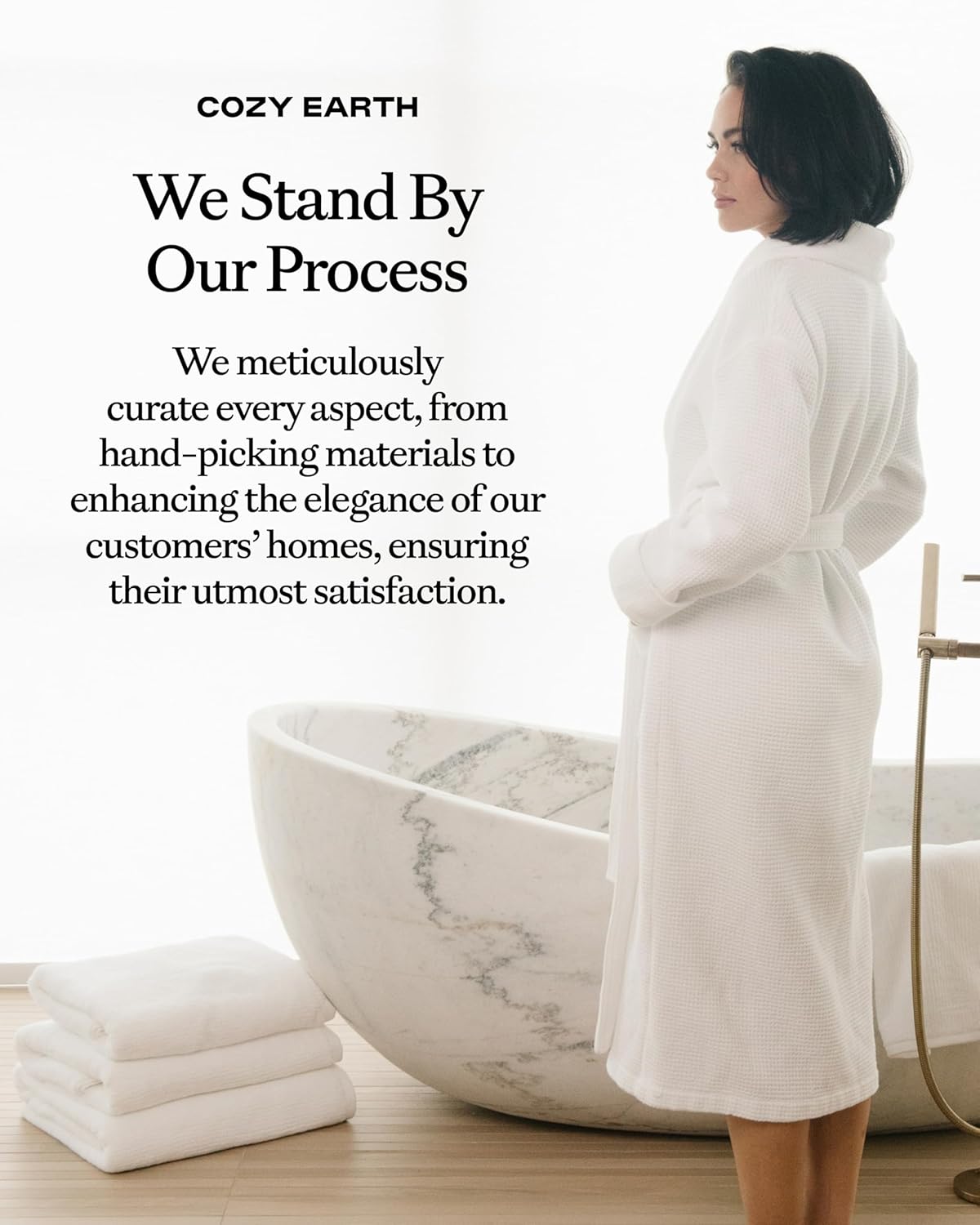 Cozy Earth Waffle Bath Robe - Lightweight Spa Robe with Pockets - 40% Viscose from Bamboo Blend - Image 7