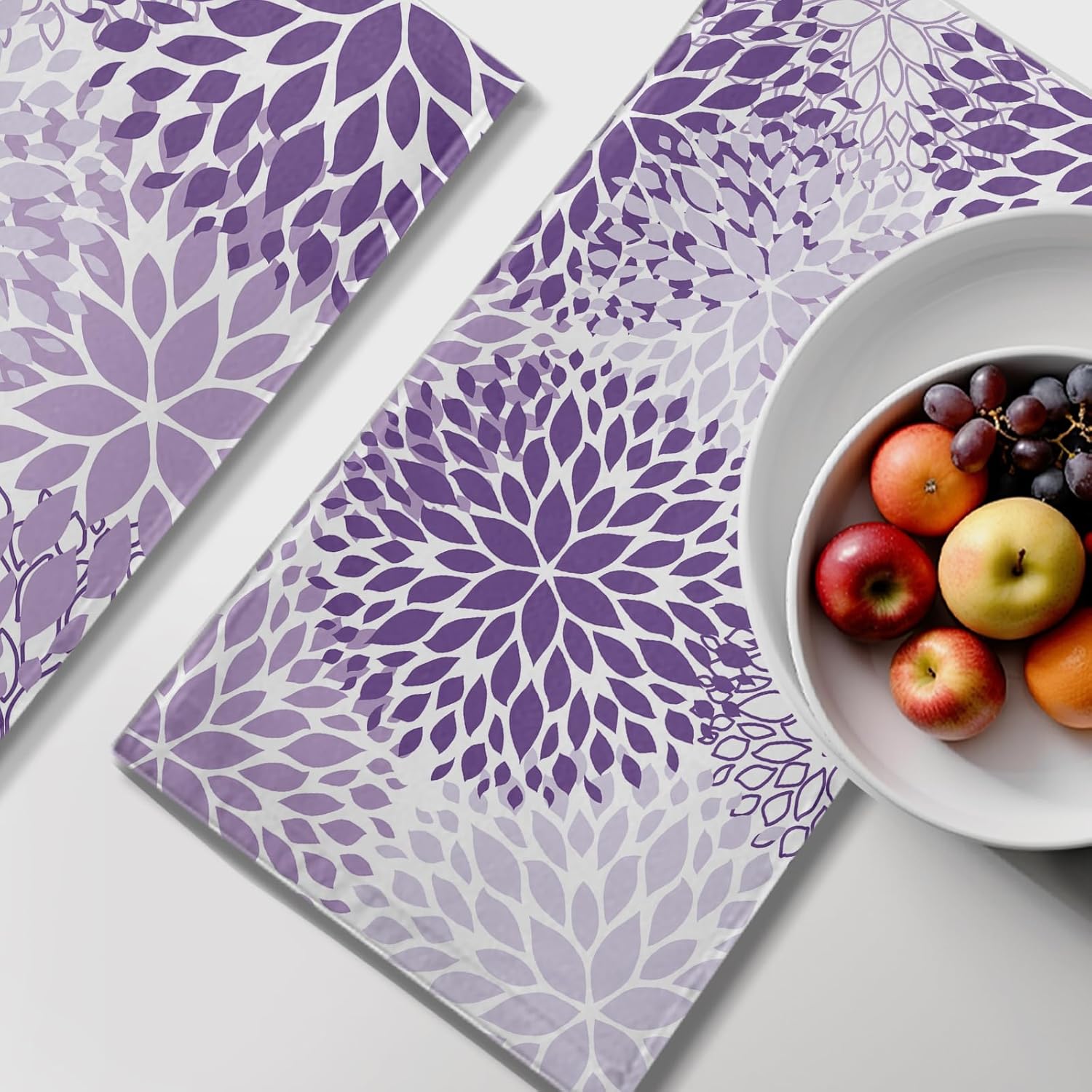 Dahlia Flower Hand Towels for Bathroom 2 Pack Purple Floral Dahlia Kitchen Towels Violet Dish Towels Soft Absorbent Decorative Tea Towel for Home Kitchen Gym Spa 14.4 x 28.3 Inch - Image 6