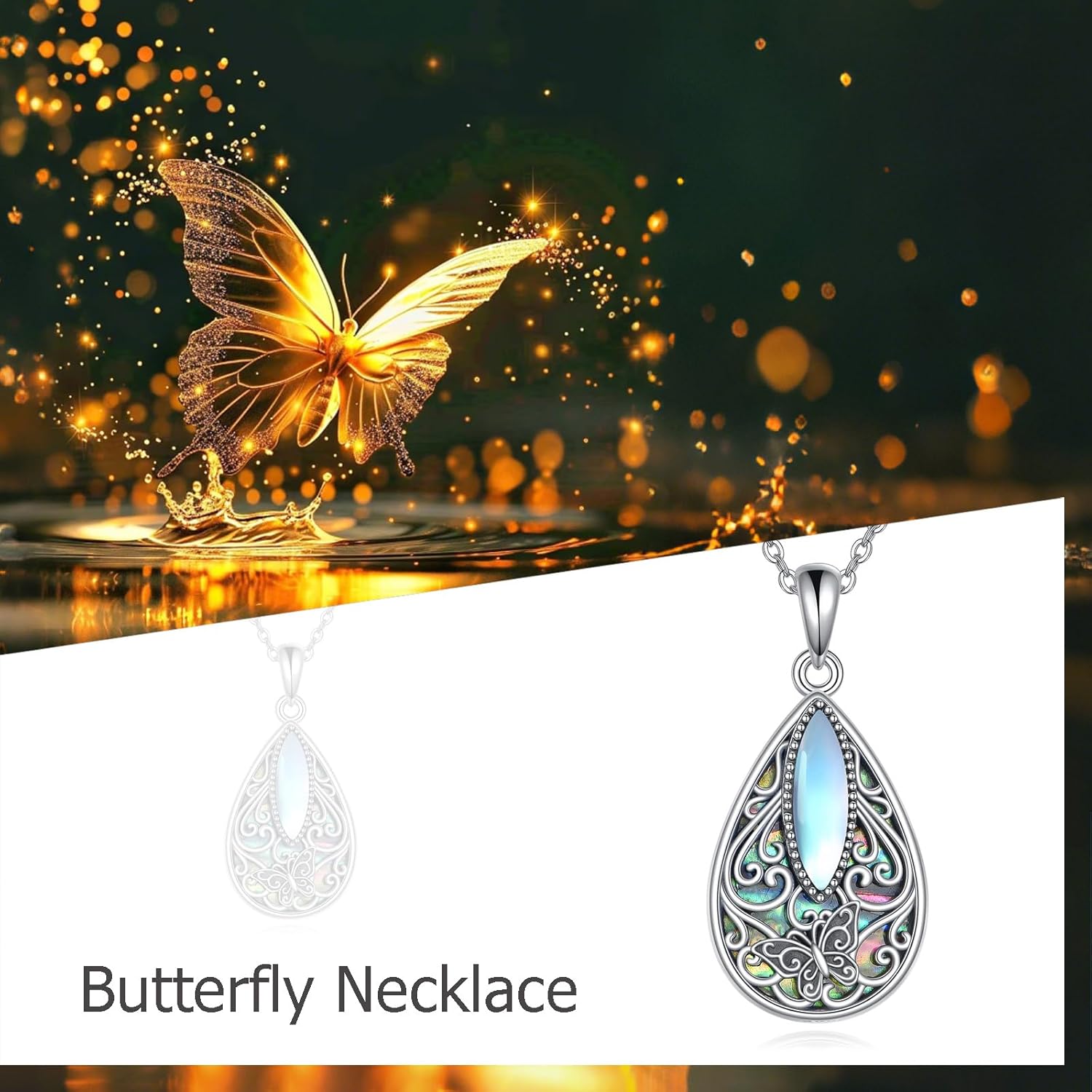 Filigree Moonstone Necklace 925 Sterling Silver Bohemian Irish Celtic Necklace Abalone Shell Filigree Jewelry Gifts For Women - Image 6