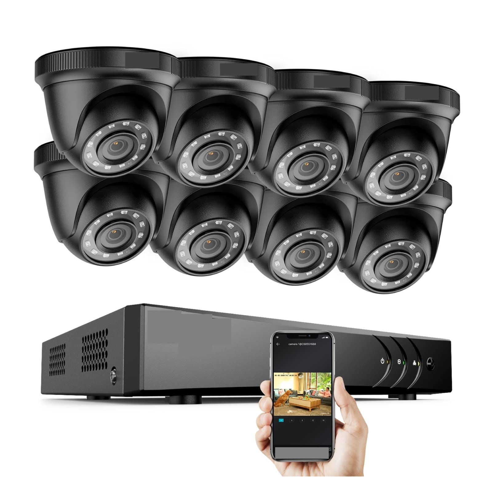 8CH 1080P FHD System nadzoru wideo H.265 + 5w1 ​​5MP Lite Rejestrator 1080P Zewnętrzna, odporna na warunki atmosferyczne kamera bezpieczeństwa CCTV(None,8pcs cameras)