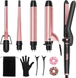 Amazon product image of Ufree 5 in 1 Curling Iron Set with Flat Iron, 0.35"-1.25" Ceramic Barrels | Interchangeable Ceramic Curling Wand, 30s Heat...