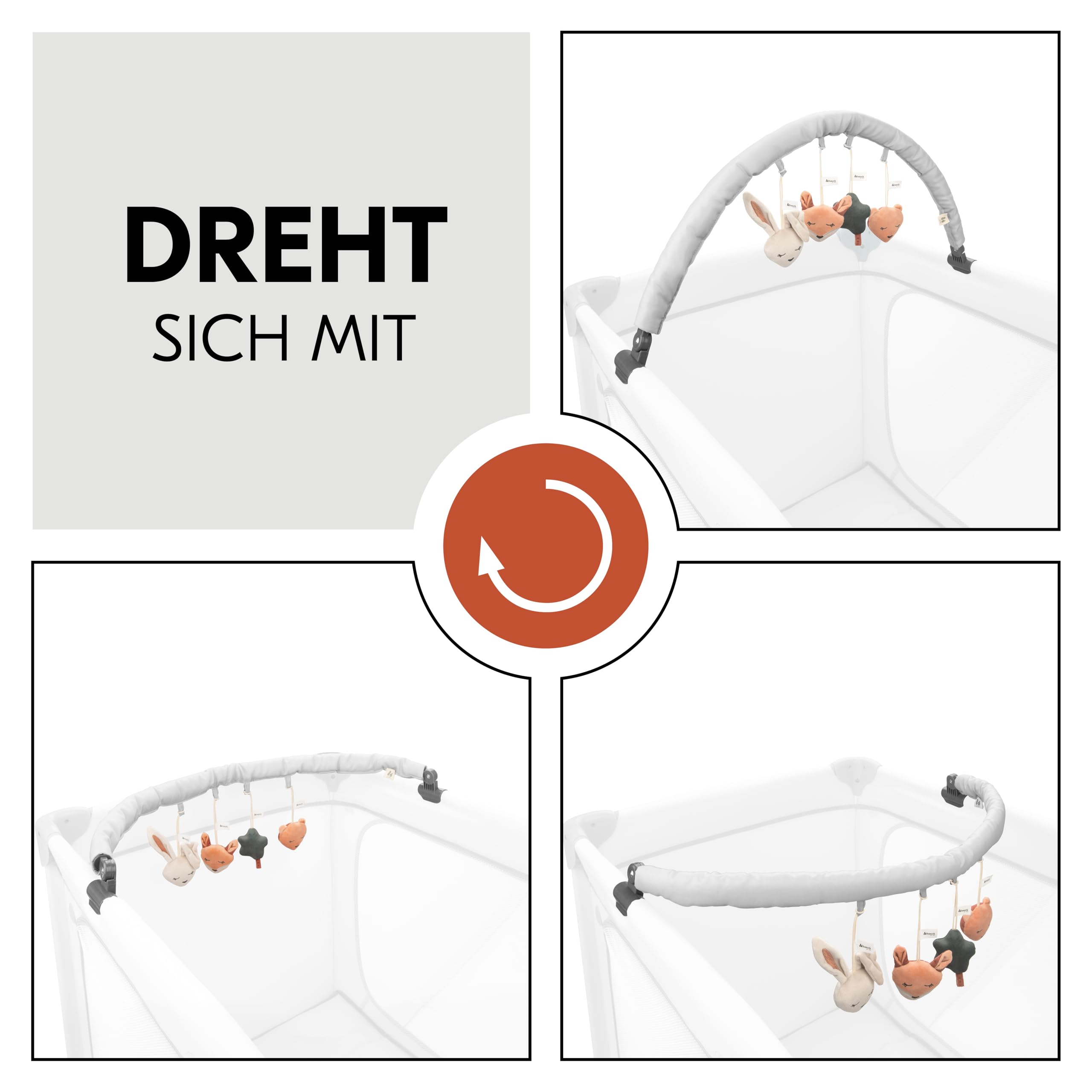 hauck Kinderreisebett Dream N Play Plus inkl. Spielbogen, Dusty Cork/Forest - ab Geburt bis 15 kg - mit XL Spiel Schlupf & Tragetasche - Leicht & Klein Zusammenklappbar