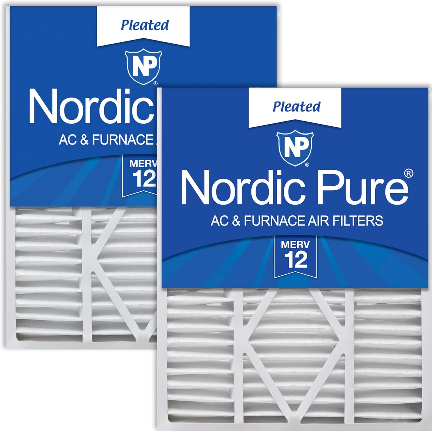 Nordic Pure 20x25x5 1/4 (20_1/4 x 25_3/8 x 5_1/4) Goodman/Carrier/Amana Replacement MERV 12 Air Filters 2 Pack
