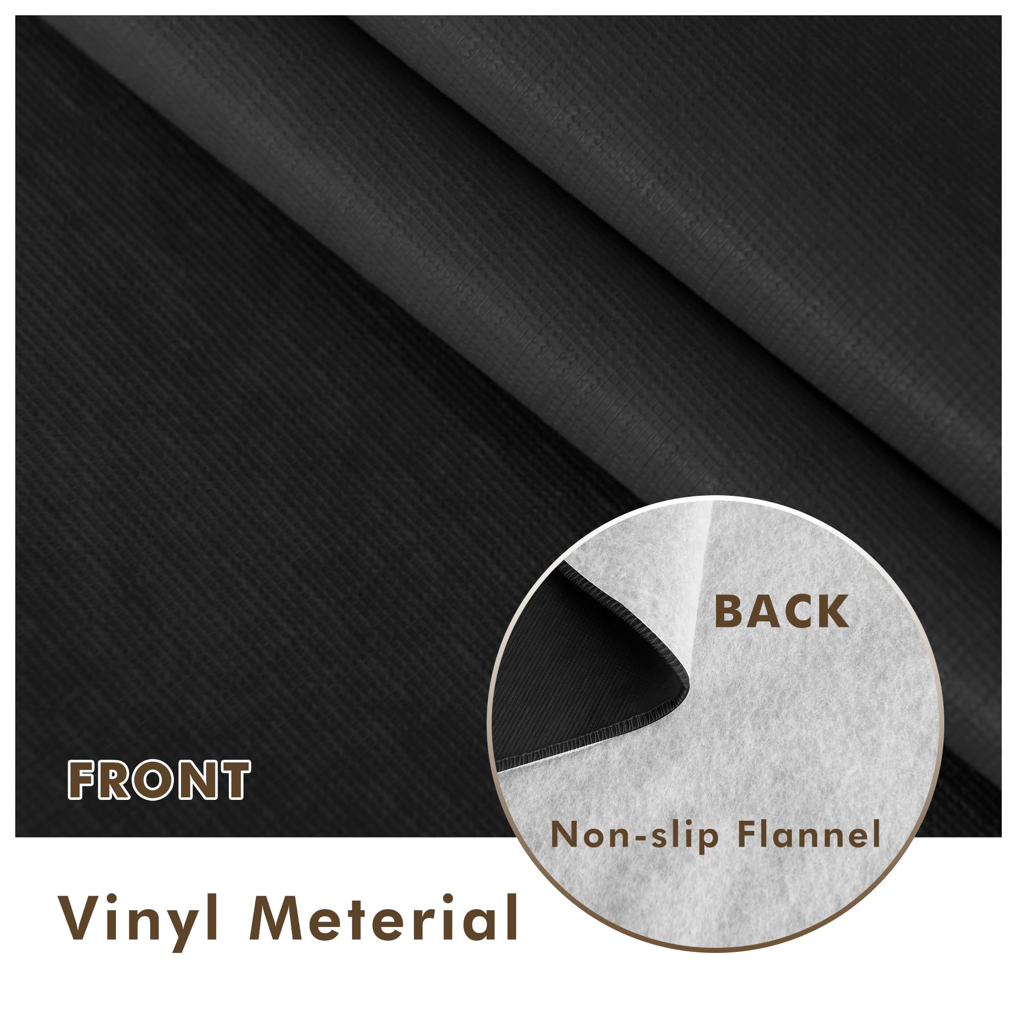 Nasitos Paquete de 2 manteles rectangulares de plástico de vinilo negro de 60 x 120 pulgadas, parte trasera de franela, mantel impermeable y resistente al agua para comedor, bufé, decoración de boda,