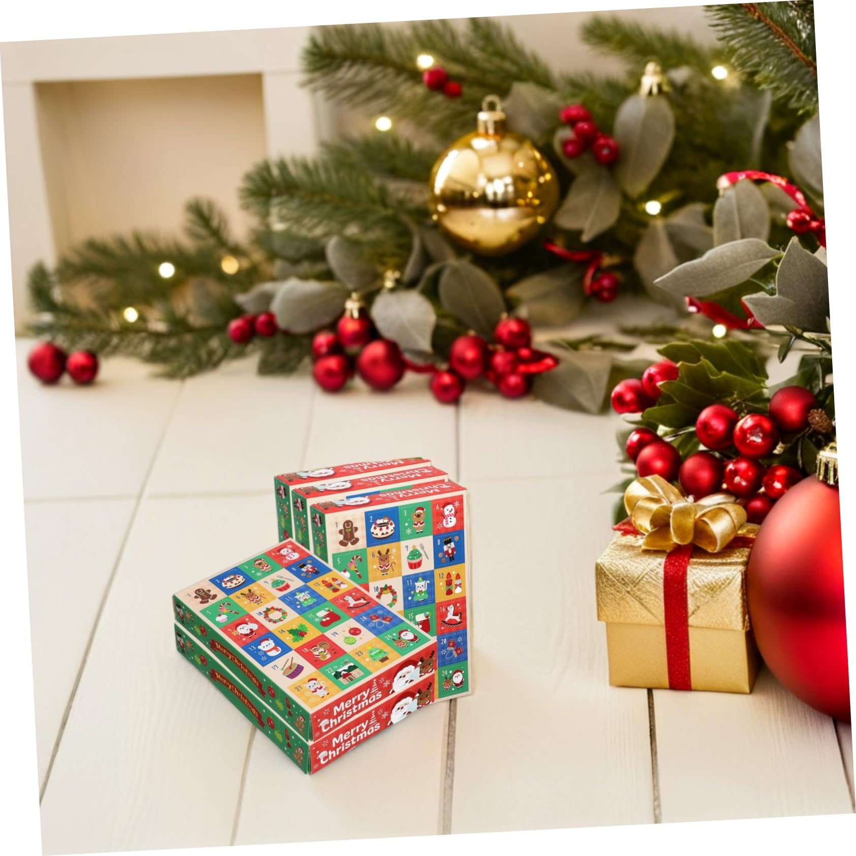 5pezzi Scatole Avvento Vuote da Scatole Regalo di Carta per Natale del Calendario Avvento Riempibili di Conto alla Rovescia per Vacanze di Carta per Calendario di Natale