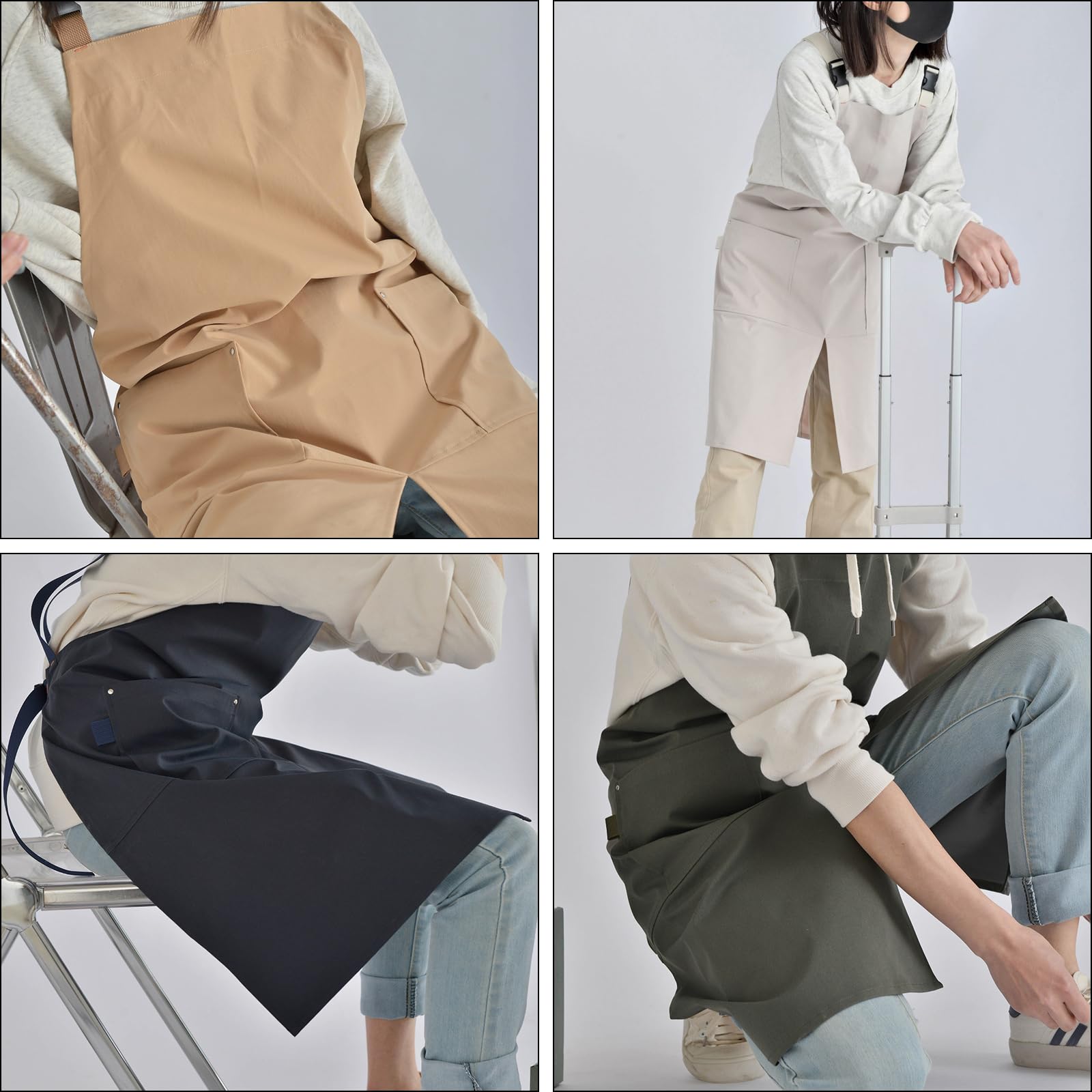 Delantal de lona impermeable con correas de ajuste para uso doméstico y restaurante, poliéster para uso prolongado