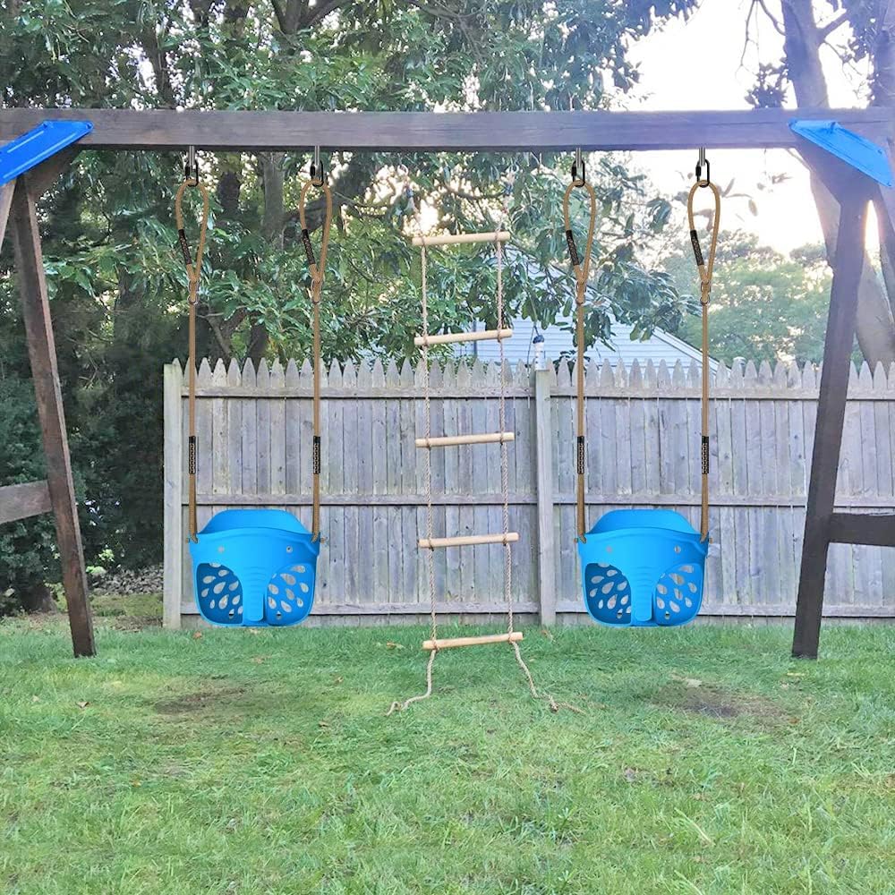 BeneLabel 600 LB Weight Capacity Full Bucket Toddler Swing Seat with Adjustable Height Rope from 4.2 to 6.7 FT High Back Bucket Seat Swing for Toddler - Cute Elephant Shape Design