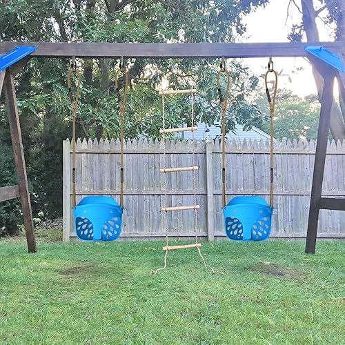 Miniatura 6 de BeneLabel Asiento de columpio para niños pequeños con capacidad de peso de 600 libras, con cuerda de altura ajustable de 4.2 a 6.7 pies, asiento de