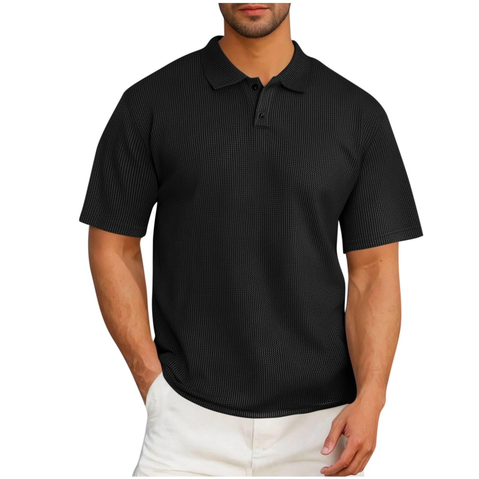 Koszulka polo T-shirty męskie solidny kołnierz z klapą top z krótkim rękawem z listwą guzikową męskie wygodne ubrania do pracy i noszenia na co dzień