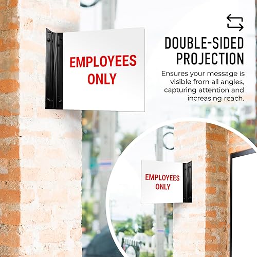 Miniatura 3 de Letrero de proyección de solo empleados, doble cara, 6 x 6 pulgadas, ACM, con accesorio negro satinado, fabricado en Estados Unidos