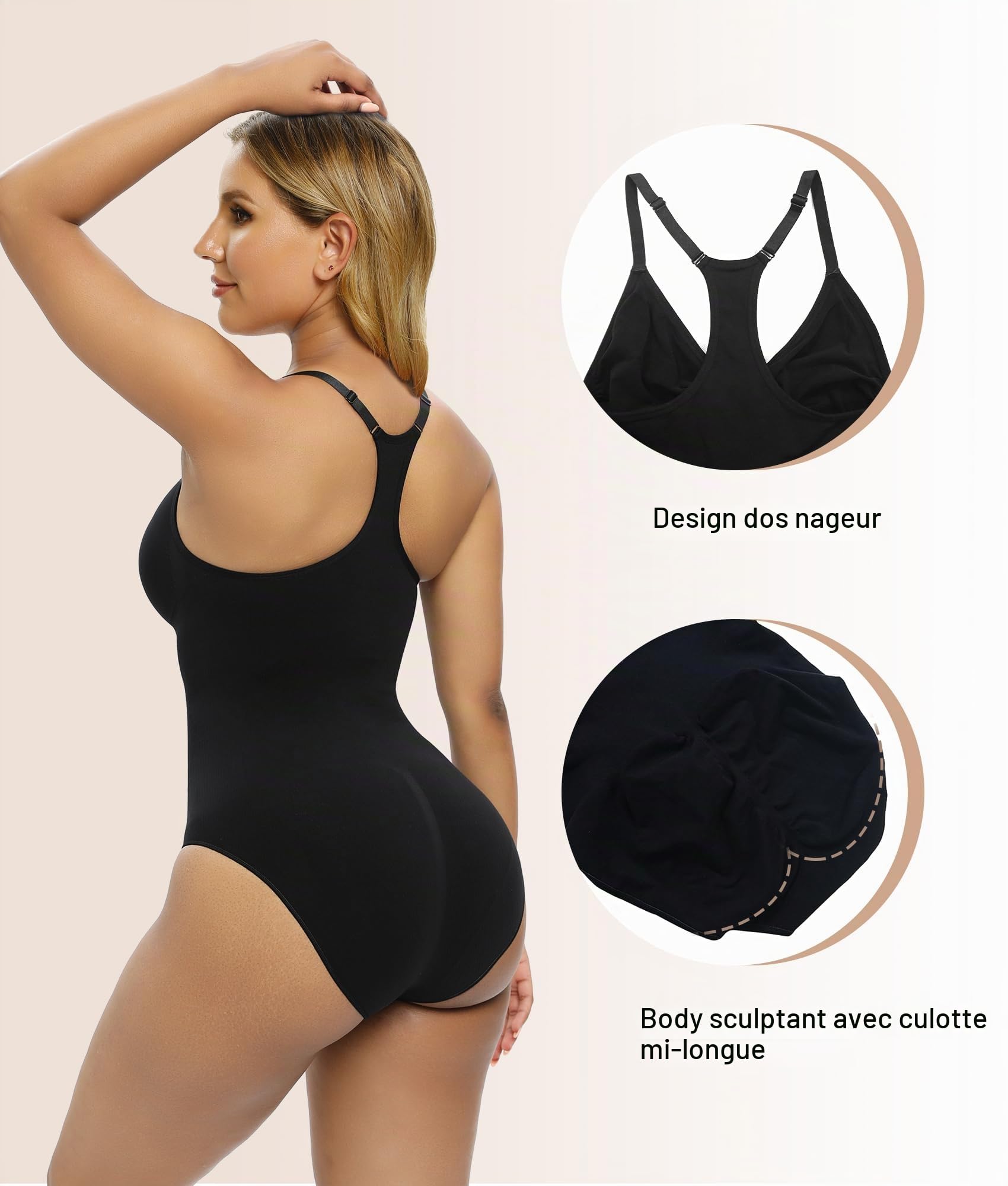 SHAPERX Body Sculptant Femme Gainant Ventre Plat Shapewear Bodysuit Invisible Bodysculpt