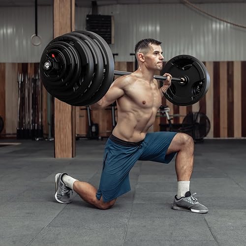 Miniatura 9 de RitFit Barbell Weight Set - 4/6FT Olympic Barbell with Weight Plates (55-115LB Total) - Weightlifting Equipment for Squats, Curls, Deadlifts, Negro