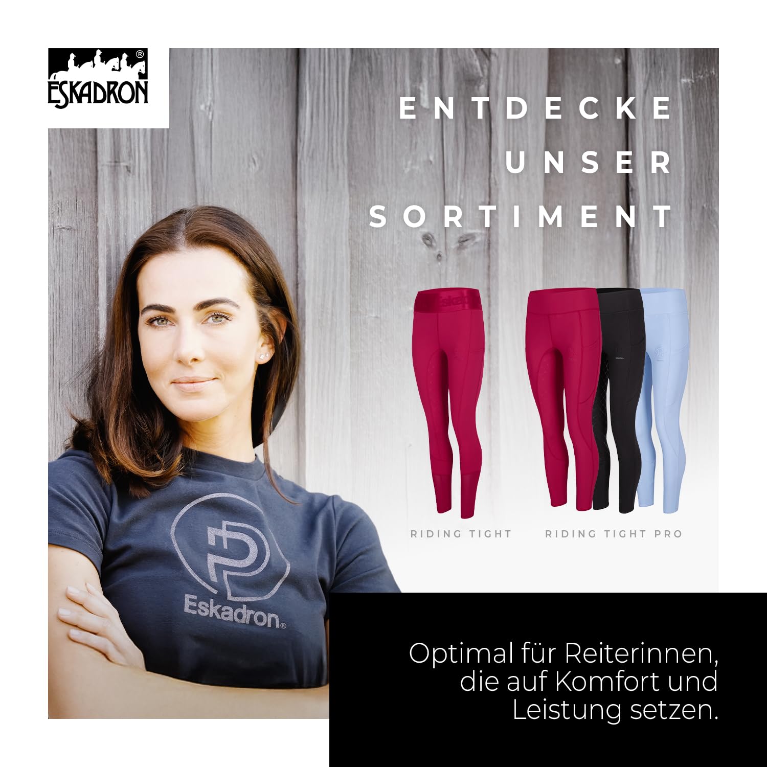 Eskadron Riding Tight Reithose | Sommerreithose leicht & atmungsaktiv | Reitleggings mit Grip | Reitsport-Hosen für Damen | Reitleggins mit Handy-Taschen | Elastische Reiterhose