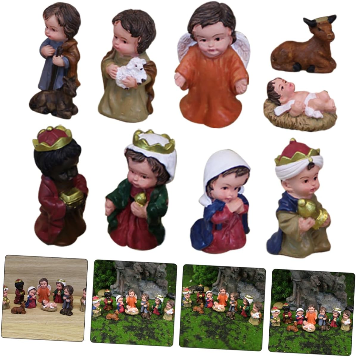 Toddmomy 1set Resin Nativity Figurines Birth of Jesus Desktop Decorations Realistic Christmas Ornaments for Home and Church Decor
