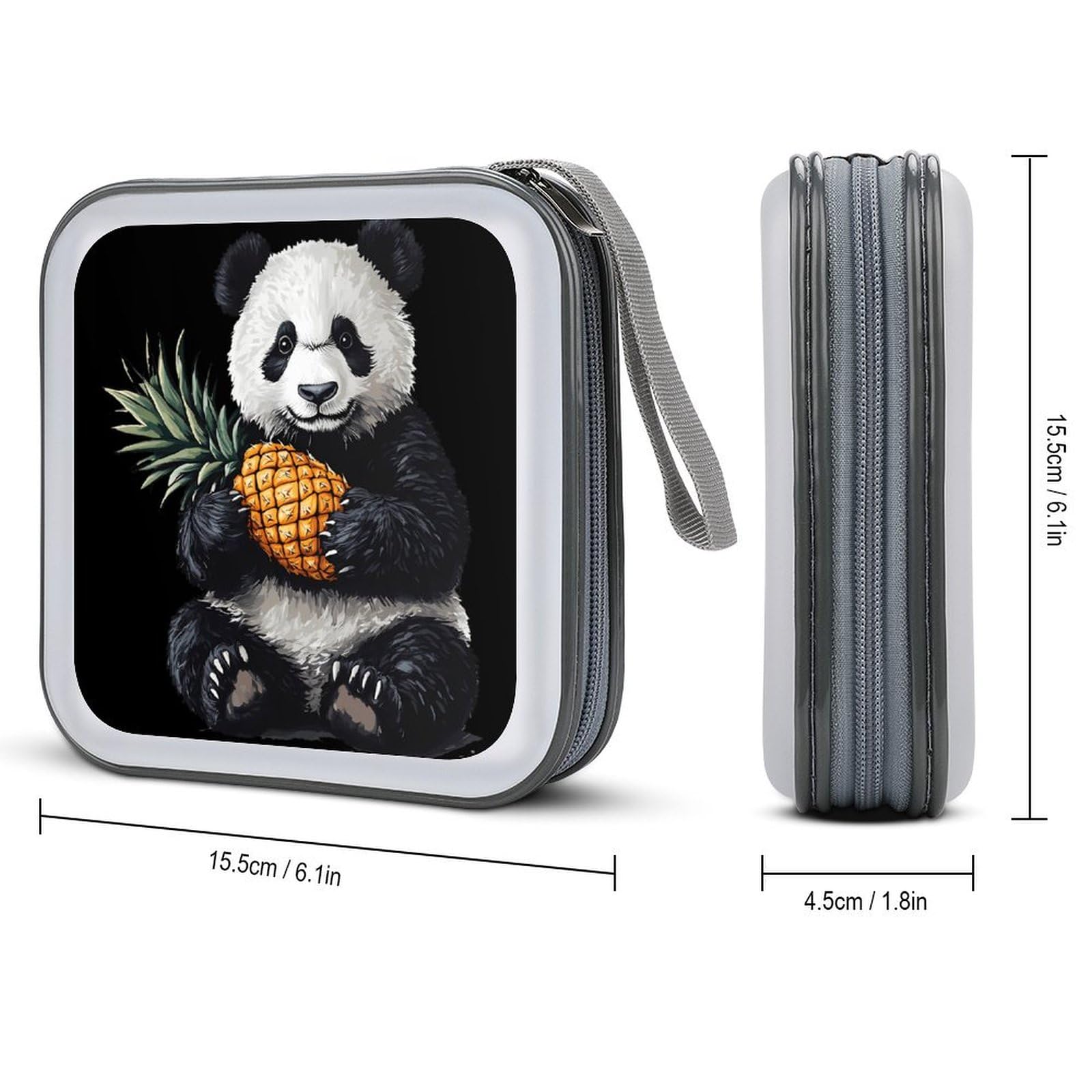 This Panda Loves Pineapples CD Case Plastic DVD Case Holder Wallet Disc Storage Organizer for Car Travel