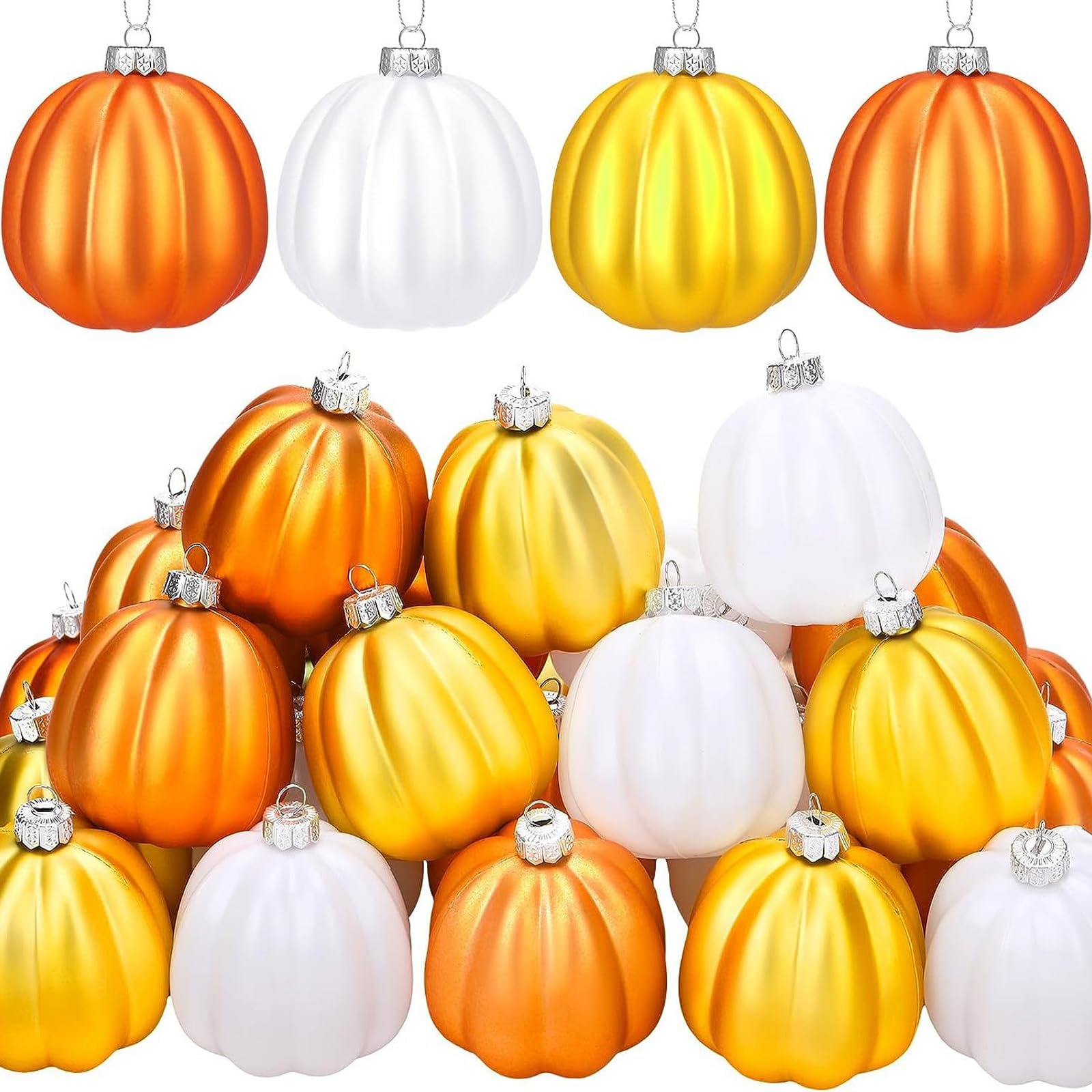 HZBB Of 20 Matte Finish Halloween Pumpkin Baubles Decorations Hanging Ornament for Holiday Parties Matte Finish Holiday Party Baubles
