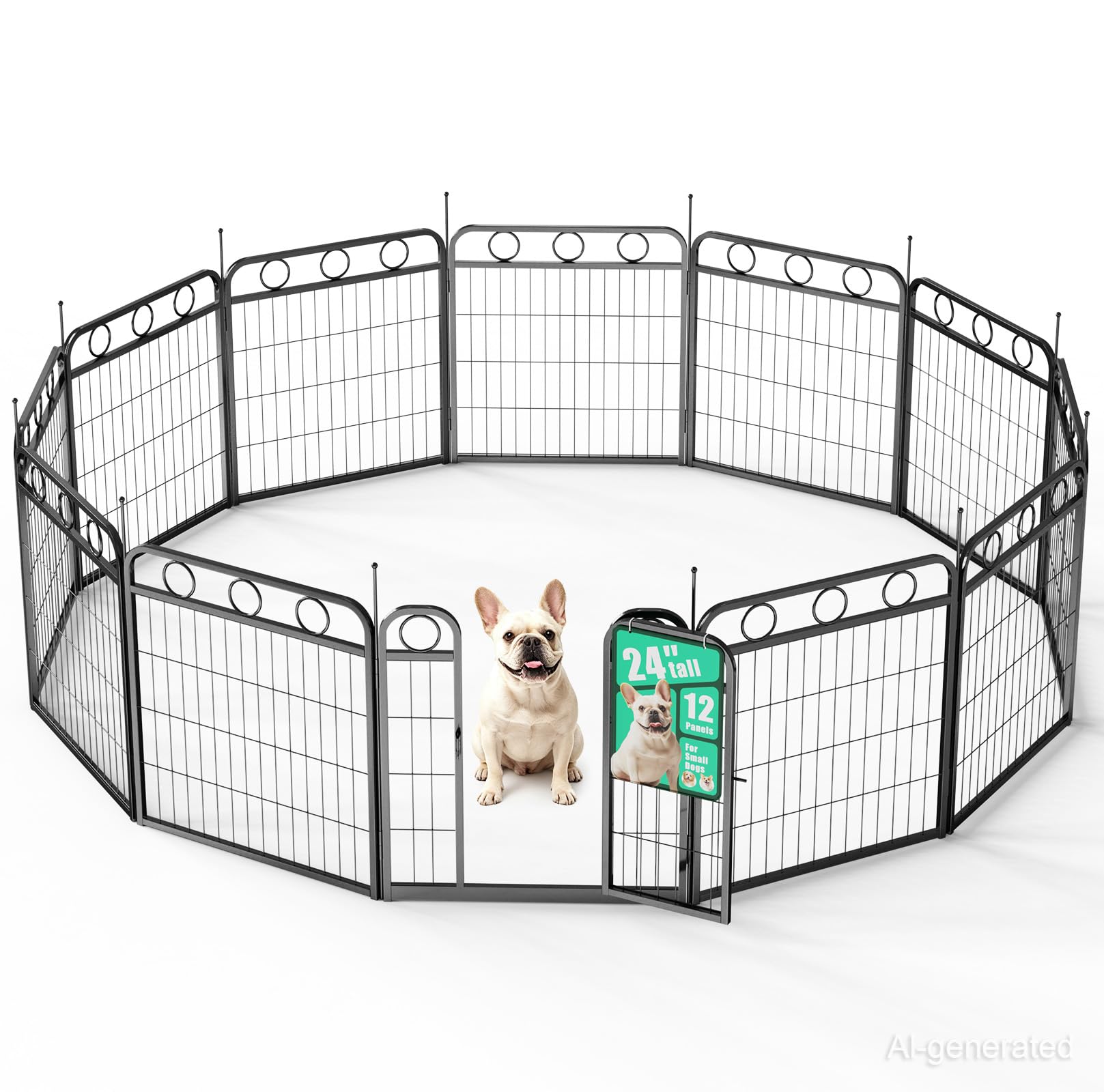 Box per cani per interni ed esterni, 61 cm, 12 pannelli in metallo con porta, pieghevole per animali domestici, cuccia per cuccioli di taglia piccola e media, recinto per camper, campeggio, cortile