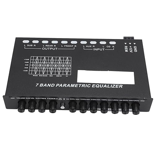 Miniatura 1 de Alaaner Ecualizador de sonido de 7 bandas ajustable CD entrada AUX Seleccionar amplificador de coche ecualizador gráfico con salida sub delantera
