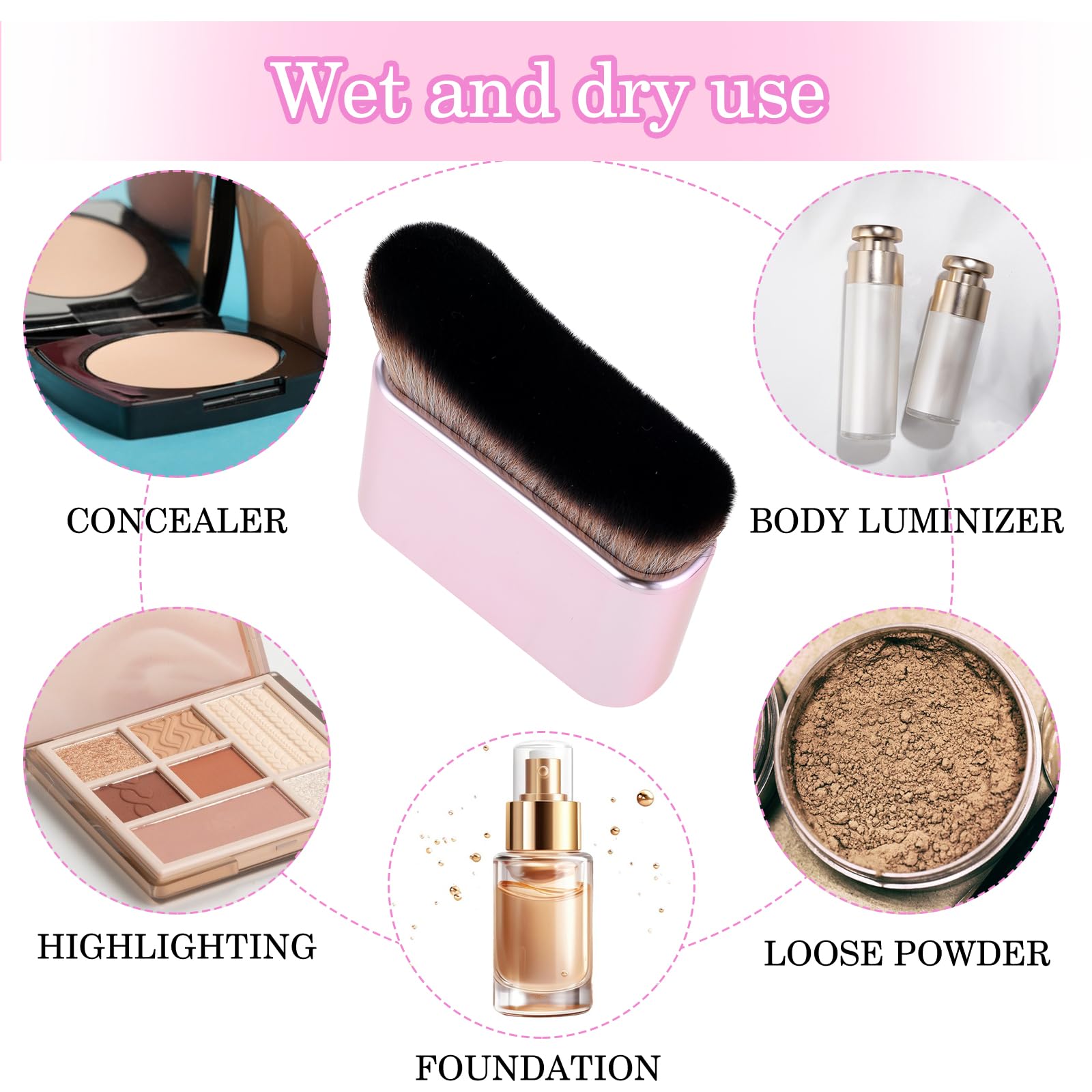 Pędzel do opalania, samoopalający, do ciała, bronzer do podkładu, do konturowania twarzy, kabuki, przenośny, do ciała, nóg, makijażu, twarzy, aplikatora, do opalania, różowy