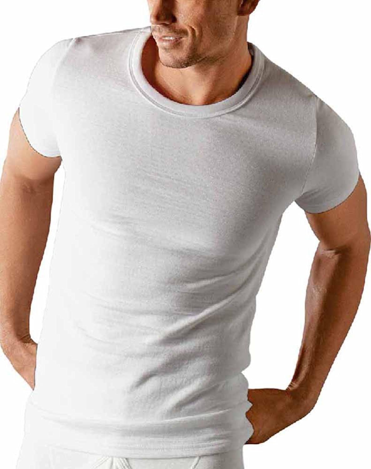 Mens Thermal Short Sleeve T Shirt Vest Underwear White S