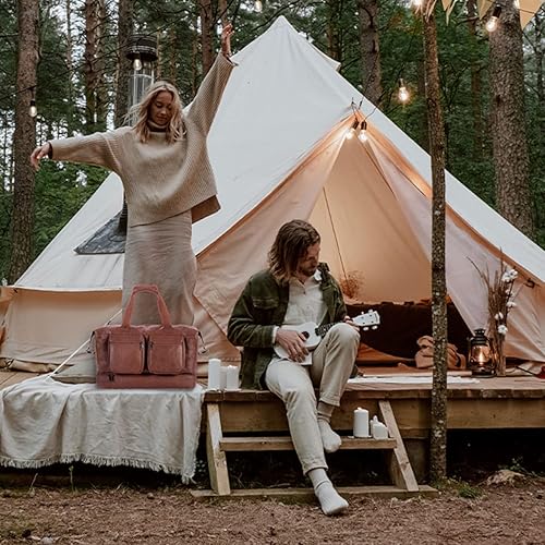 Miniatura 7 de Bolsa de viaje de cuero, bolsa de viaje para hombres y mujeres, bolsas de fin de semana, bolsa de transporte, bolsa de gimnasio grande con bolsa