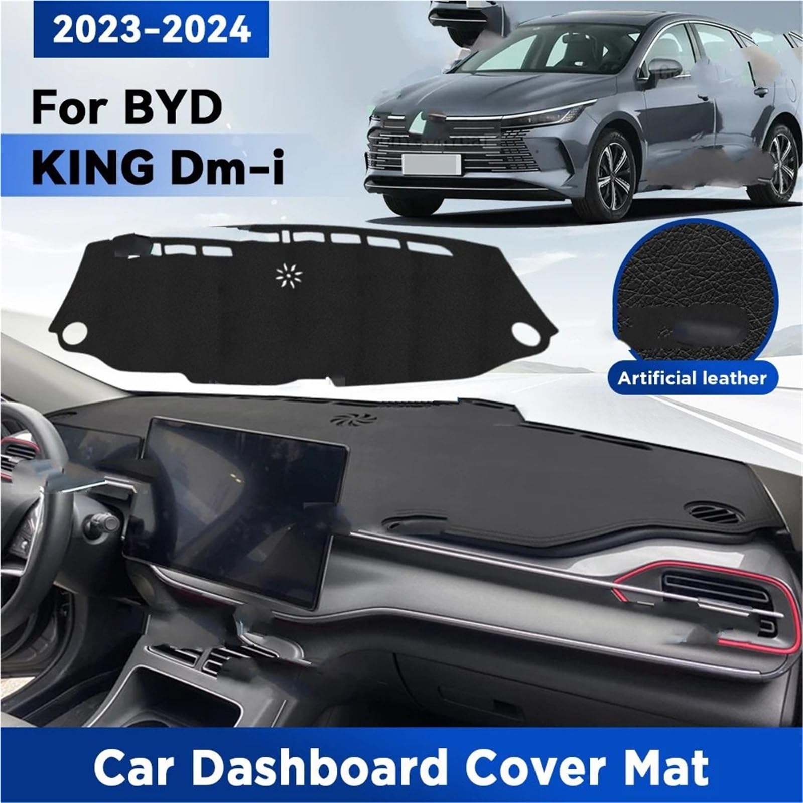 Pasuje do BYD KING DM-i 2023 2024 Osłona na deskę rozdzielczą przeciwsłoneczna Mata chroniąca przed światłem Skóra syntetyczna Anty-UV | Right Rudder