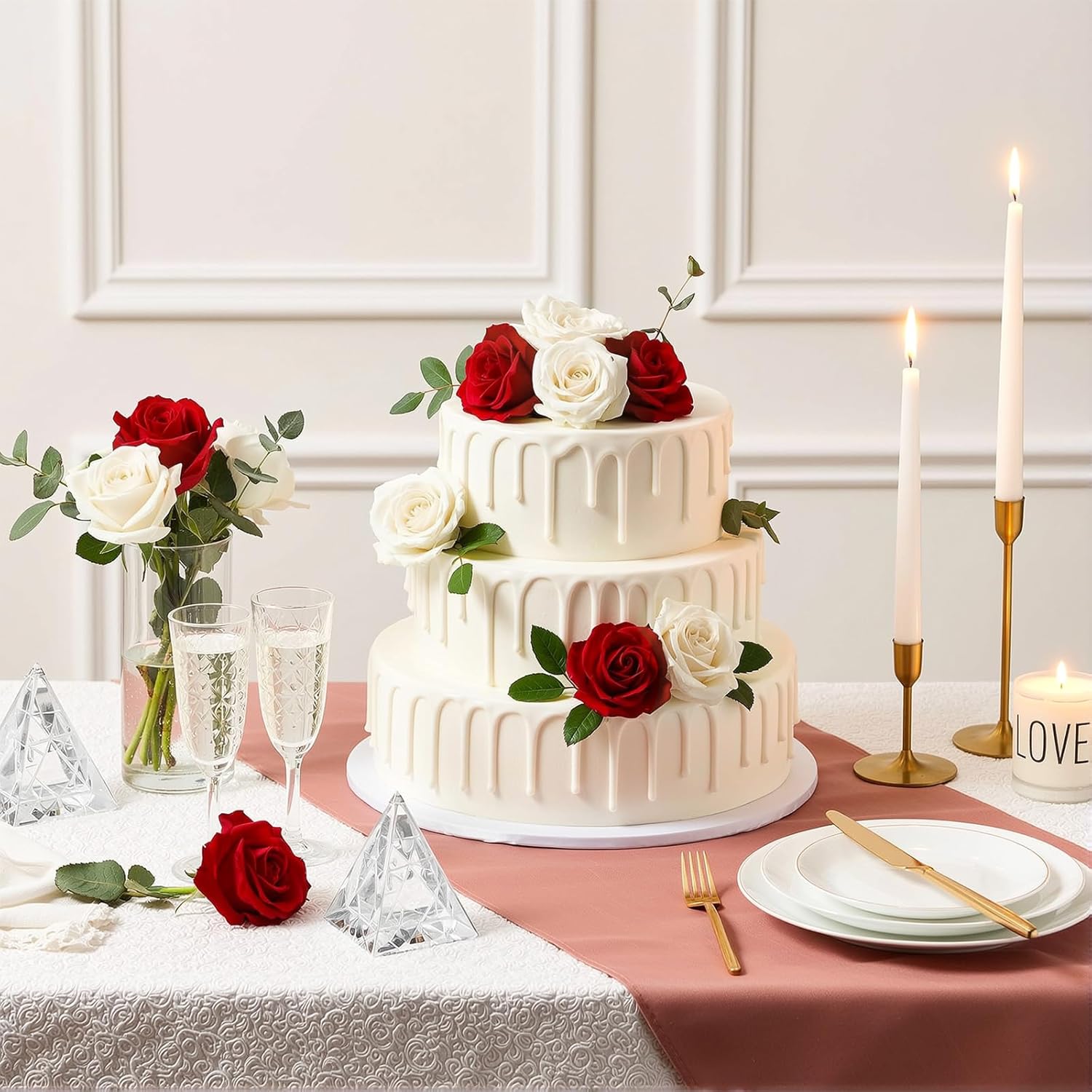 12 Pcs Red Roses Artificial Flowers, Real Touch Fake Velvet Flowers with Stems in Bulk for DIY Home Decor, Wedding, Party, Mother's/Valentine's Day Gifts - Image 5